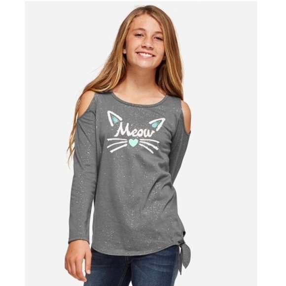 NWT Justice Girls Faux Wrap Long Sleeve Shirt Tee Pick Size /& Color